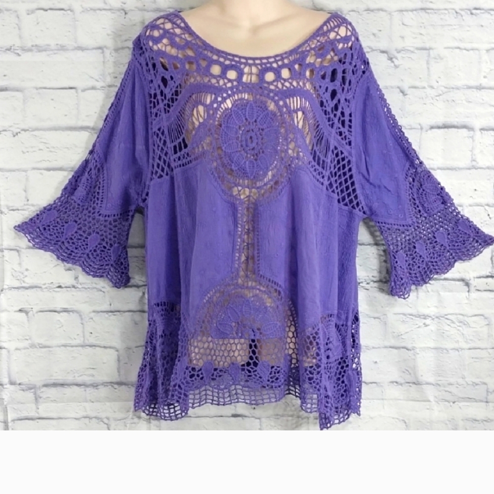 Elegant Purple Crochet Women's Top